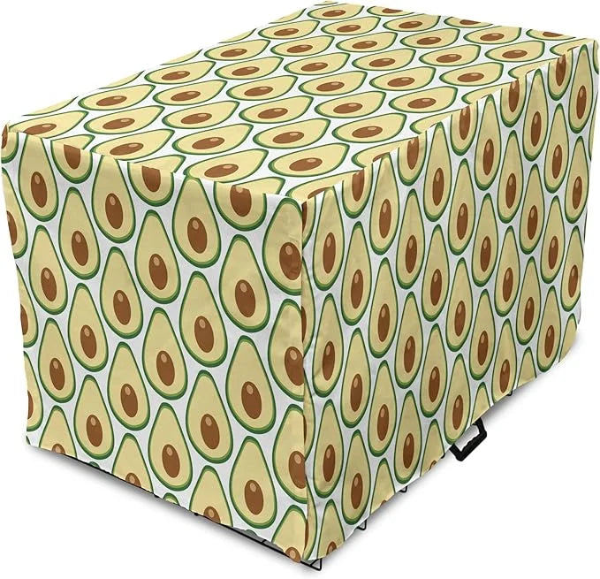 Lunarable Fruit Dog Crate Cover, Halved Avocado Slice Motifs Vegetable Food Natural Art, Easy to Use Pet Kennel Cover for ...