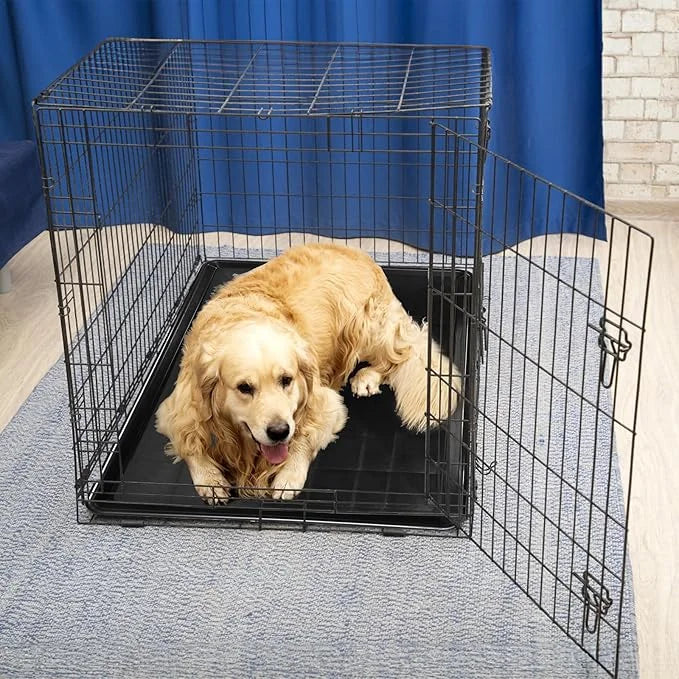 2 Pack Dog Crate Tray, 36" L x 24" W ChewProof Replacement Pan for Dog Crate, Large Plastic Bottom Pan Liner Drip Trays Pa...