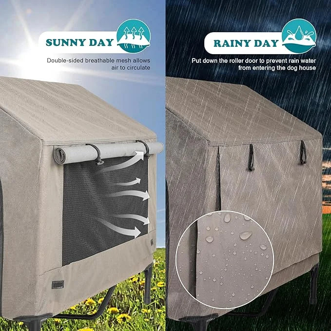 2 in 1 Dog House,Elevated Dog Bed with Removable Cover, Indoor & Outside Puppy Shelter Cot,Raised Dog Bed for Large Dogs &...