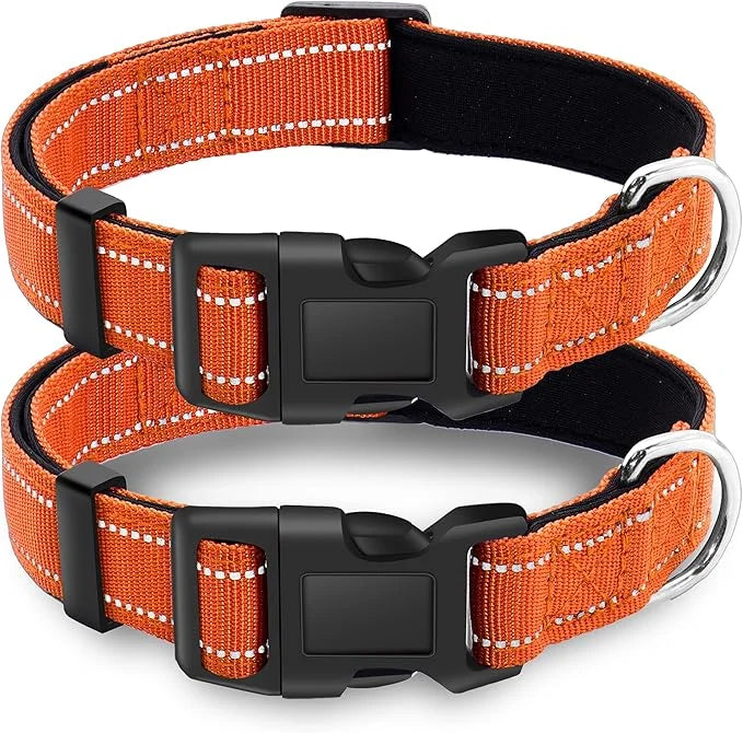 2 Pack Reflective Dog Collar with Safety Locking Buckle, Adjustable Soft Breathable Comfortable Nylon Pet Collar for Small...