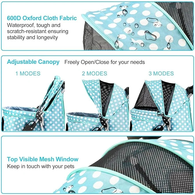 Dog Stroller for Small Dogs, Portable Pet Stroller for Cats Folding Puppy Stroller Lightweight Dog Cat Cage Jogger Strolle...