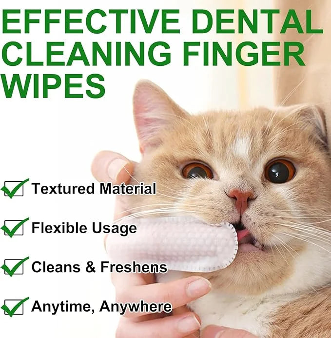 Teeth Cleaning Wipes for Dogs & Cats, Reduces Plaque & Freshens Breath Finger Wipes, Disposable Gentle Cleaning & Gum Care...