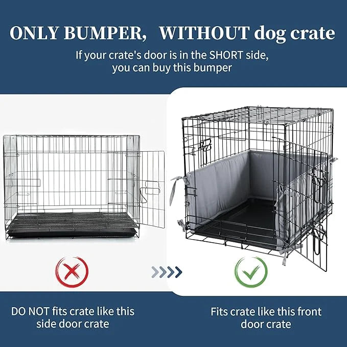 Hombys Dog Crate Bumper with Ties - Soft Crate Accessory -Kennel Cover - Training Pads for Front Door Crates, 30"x18", Gra...