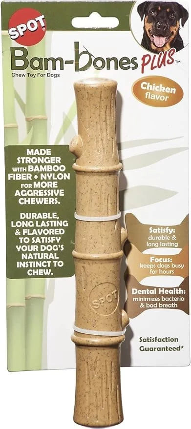 SPOT Bambones Bamboo Plus Bamboo Stick 2 Pack Bundle – Easy Grip Durable Dog Chew Toy for Aggressive Chewers & Puppies –A ...