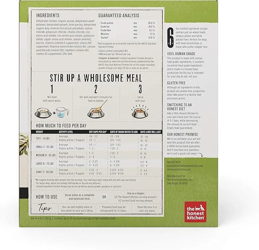 The Honest Kitchen Dehydrated Limited Ingredient Chicken Dog Food, 4 lb Box - Product Image