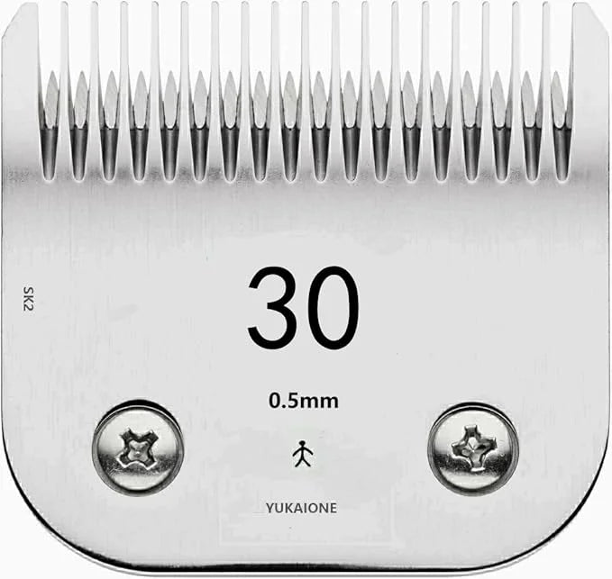 #30 Dog Cat Clipper Blade - Ultra-Fine SK2 Steel, Compatible with Andis, Oster, Wahl - 0.5mm Cut for Paw Pads - Product Image