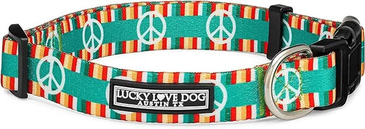 Lucky Love Dog Collar, Collars for Small Dogs, Peace Sign Dog Collar, Easy On & Off Clasp Accessory, Peace On Earth, Small...