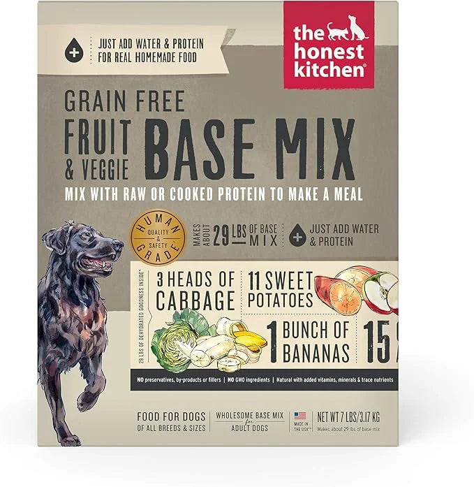 The Honest Kitchen Human Grade Dehydrated Grain Free Fruit & Veggie Base Mix Dog Food (Just Add Protein) - 7 Pound Box (Ma...