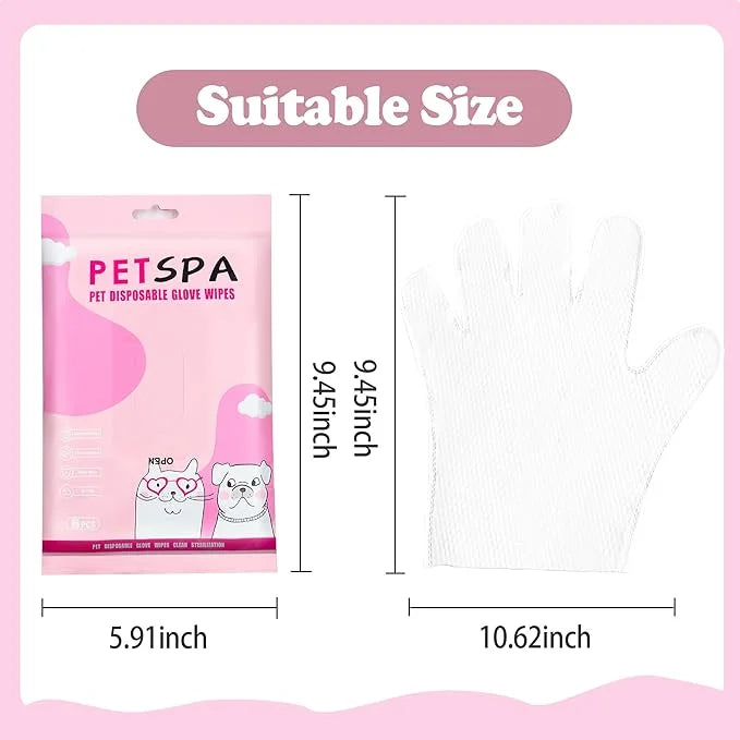 6 Pcs Pet Glove Wipes for Dogs and Cat, Cat Wipes Cleaning Fur and Butt, Pet Wipes for Cat and Dogs for Cleaning, Deodoriz...