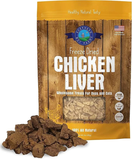 Freeze Dried Dog and Cat Treats, Chicken Liver, All Natural Single Ingredient Freeze-Dried Dog Treat & Dog Snacks, Made in...