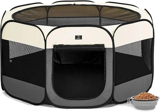 A4Pet Portable Dog Playpen, Pop Up Dog Playpen Indoor/Outdoor, Pet Playpen for Cats, Dogs - Removable Zipper & Collapsible...