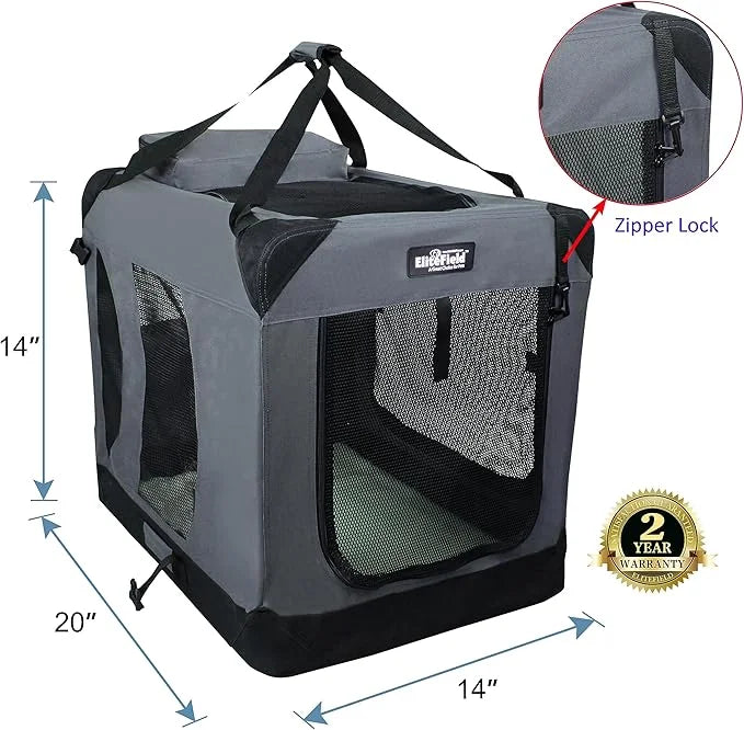 EliteField 3-Door Folding Soft Dog Crate with Carrying Bag and Fleece Bed (2 Year Warranty), Indoor & Outdoor Pet Home (20...