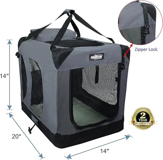 EliteField 3-Door Folding Soft Dog Crate with Carrying Bag and Fleece Bed (2 Year Warranty), Indoor & Outdoor Pet Home (20...