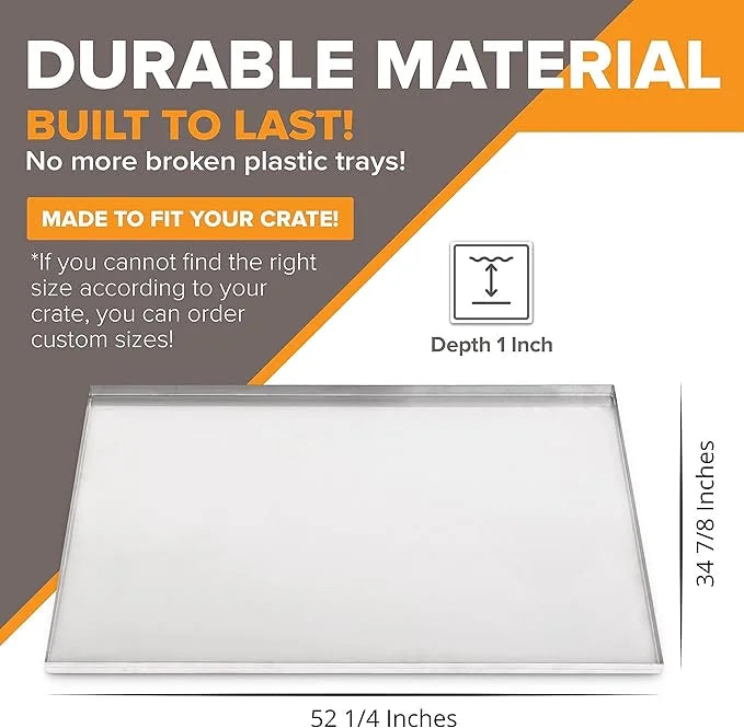 52.25" x 34.88" Metal Replacement Dog Crate Pan Chew Proof Crack Proof Pet Kennel Tray Central Dog Training Crate Pan Pet ...
