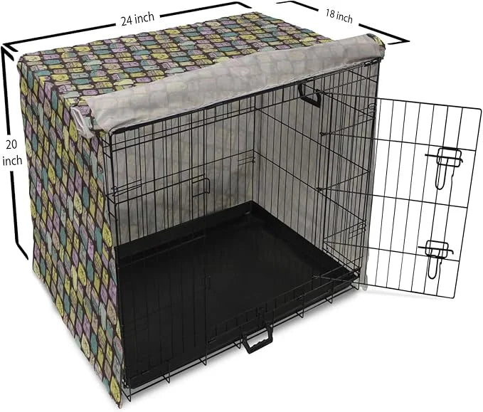 Ambesonne Fashion Dog Crate Cover, Diagonal Vintage Knitted Clothing Outfits Autumn Spring Winter Seasons, Easy to Use Pet...