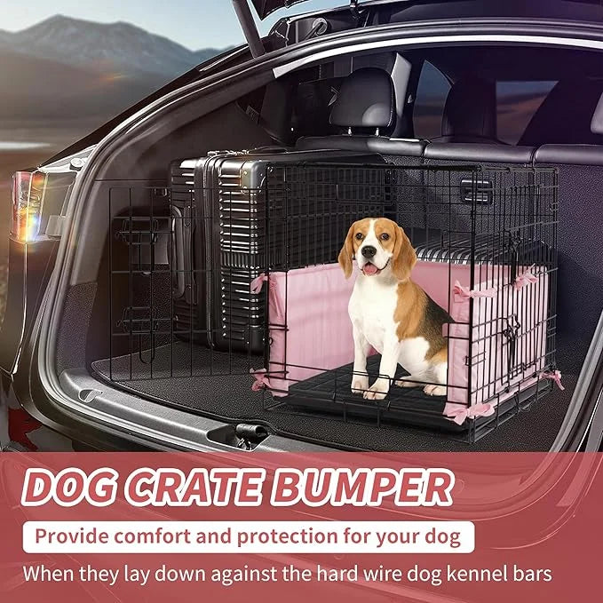 Hombys Dog Crate Bumper with Ties - Soft Crate Accessory -Kennel Cover - Training Pads for Front Door Crates, 24"x18", Pin...