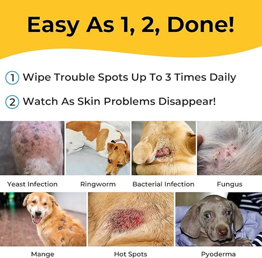 Smiling Paws Pets - Antibacterial & Antifungal Wipe for Dogs & Cats - Contains Ketoconazole & Chlorhexidine - Skin Treatme...