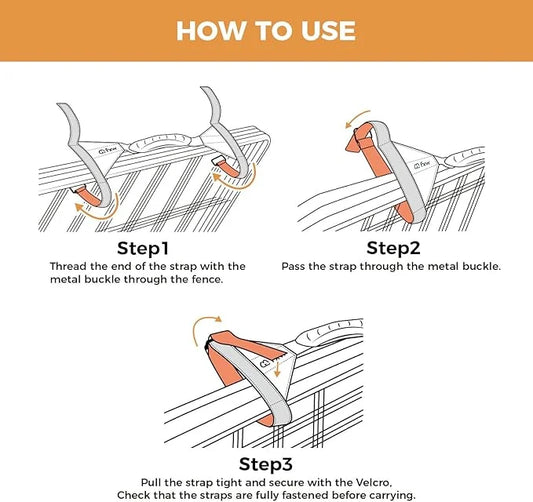 FXW Easy-Carry Straps, Fit 8-Panel of All Heights Dog Playpen, Designed for RV Trips, Orange│Patent Pending - Product Image