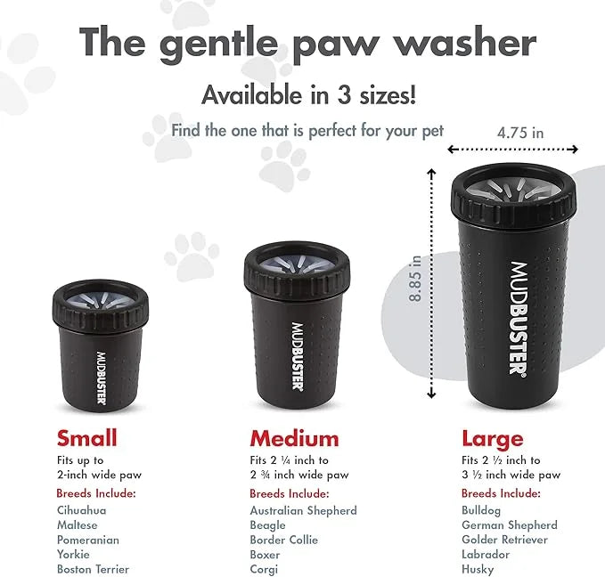 Dexas MudBuster Portable Dog Paw Washer/Paw Cleaner, Large, Matte Black- Special Edition (PW72025-22WP) - Product Image