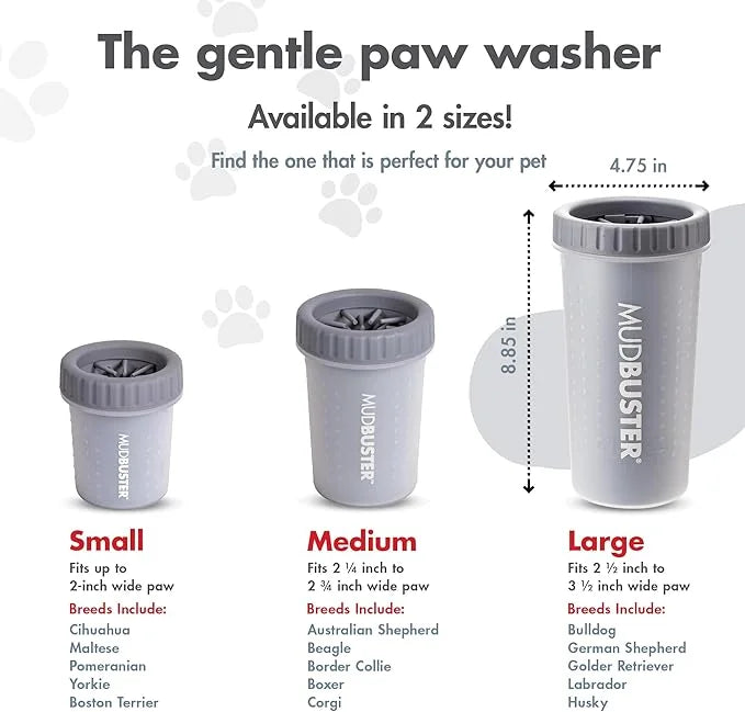 Dexas MudBuster Portable Dog Paw Cleaner, Premium Quality Large Gray Pet Accessory - Product Image