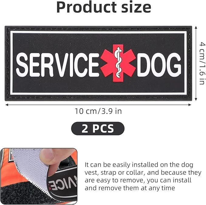 2Pcs Service Dog Patches for Harness, Removable Emotional Support Dog Vest Patches, Black in Training Dog Patch, Working D...
