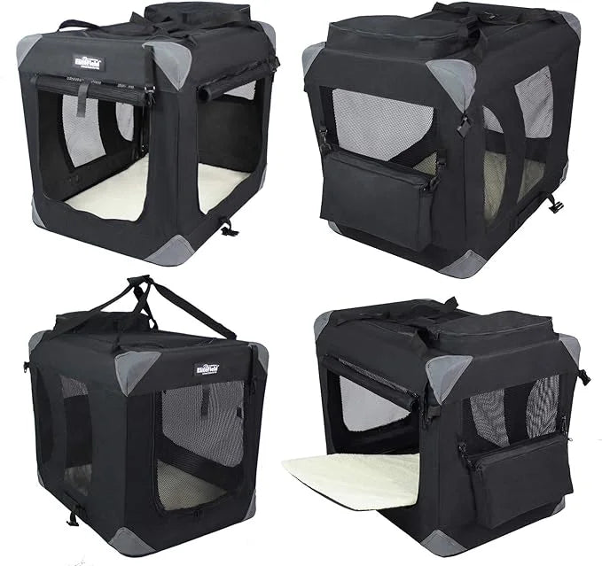 EliteField 3-Door Folding Soft Dog Crate with Carrying Bag and Fleece Bed (2 Year Warranty), Indoor & Outdoor Pet Home (20...