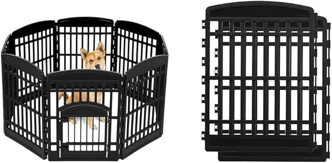 34" 8-Panel Pet Playpen with Door, Medium Large Dog Secure Easy Assemble Easy Storing Customizable + 34''H 2 Add on Panels...