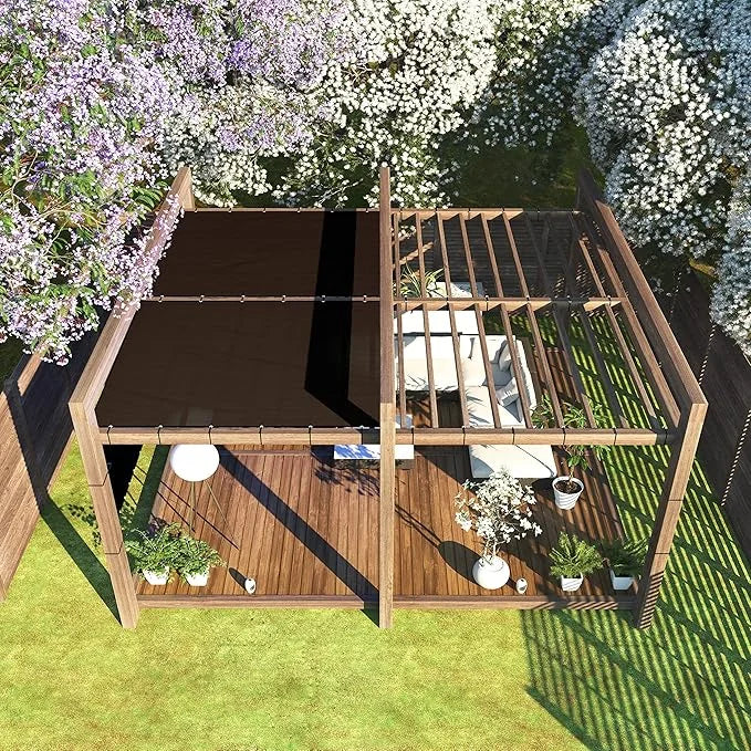 ColourTree 5' x 12' Brown Custom Size Shade Cloth with Grommets - 90% Sunblock, Durable Mesh Fabric Tarp for Dog Kennel Co...