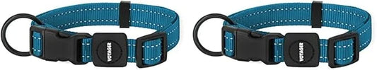 Best Pet Supplies Reflective Dog Collar with Adjustable Length, Heavy-Duty Buckle, and Strong Leash D-Ring, Training, Walk...