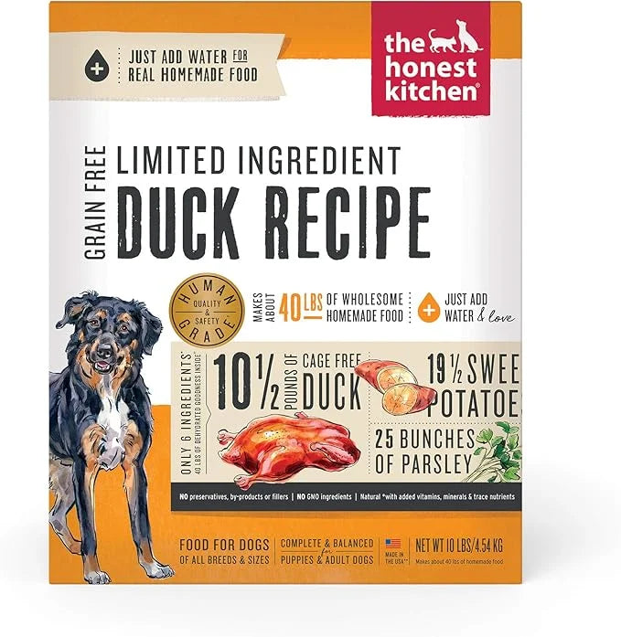 The Honest Kitchen Limited Ingredient Duck Grain Free Dehydrated Dog Food - Duck, 10 Pound Box - Product Image