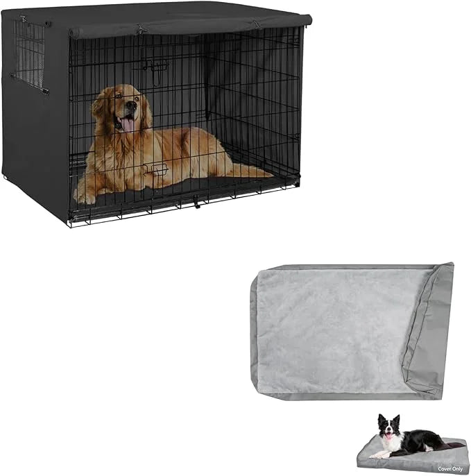 Explore Land Dog Crate Cover Bundle with Machine Washable Fluffy Dog Bed Cover for 36 Inches Wire Cage - Product Image