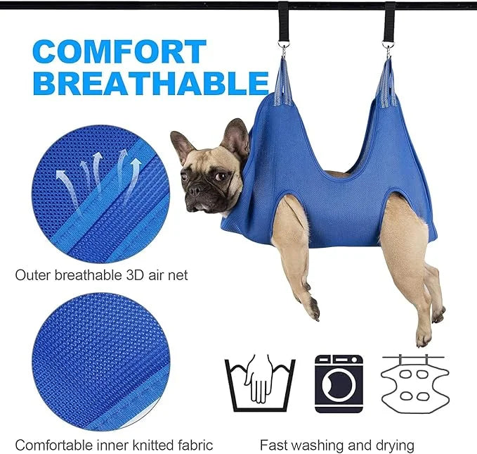 Pet Dog Grooming Hammock Harness with Two Heavy Duty Stainless Clips, Nail Clippers, Nail Trimmers, Scissors with Grooming...
