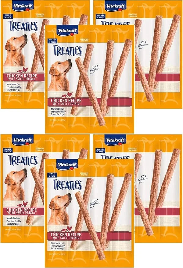 Vitakraft 24 Pack of Treaties for Dogs, Smoked Chicken Recipe with Sweet Potato, Munchable Treat Sticks - Product Image