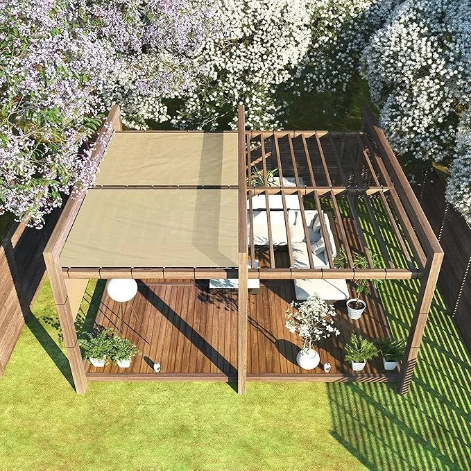 ColourTree 9' x 15' Beige Custom Size Shade Cloth with Grommets - 90% Sunblock, Durable Mesh Fabric Tarp for Dog Kennel Co...