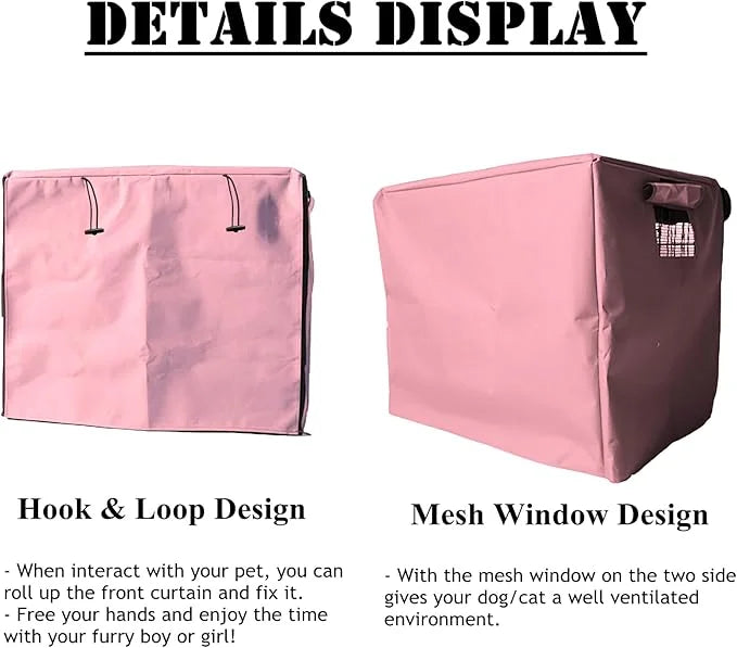 Dog Crate Cover Waterpoof Pink Pet Kennel Covers for Puppy Cat Indoor Outdoor Fit for 1 Door Wire Crate, 49.21x37.40x43.31...