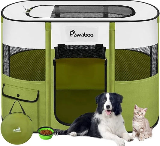 Dog Playpen, Portable Pet Playpen Cat PlayPen, 600D Oxford Dog Kennel Tent Crate, Waterproof&Breathable, Indoor Outdoor Tr...