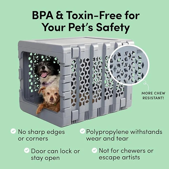KindTail PAWD Collapsible Puppy and Dog Crate + Washable Bed - Stylish Pet Kennel with Comfortable Pad - Safe Indoor Set -...