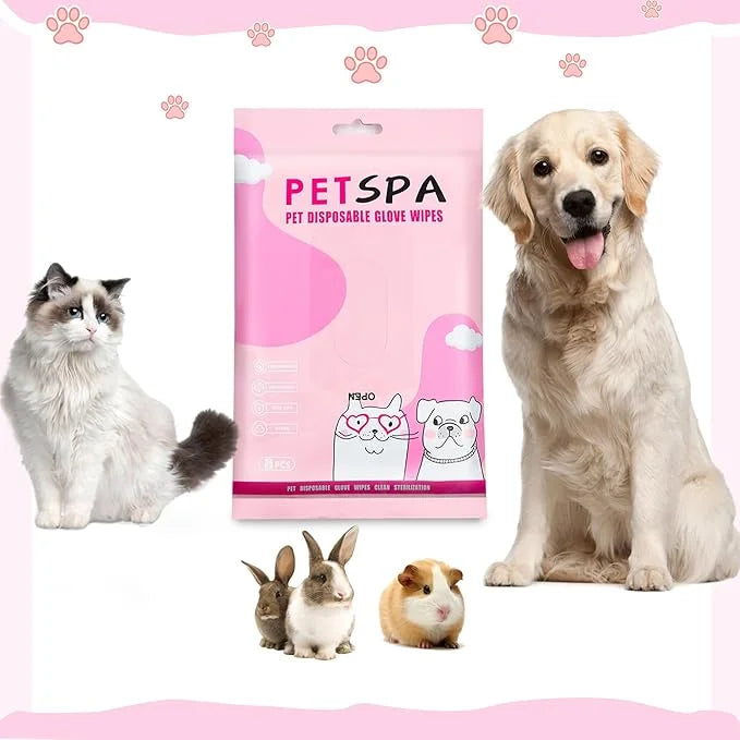 6 Pcs Pet Glove Wipes for Dogs and Cat, Cat Wipes Cleaning Fur and Butt, Pet Wipes for Cat and Dogs for Cleaning, Deodoriz...