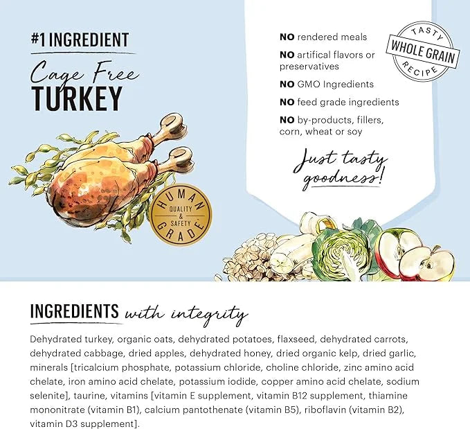 The Honest Kitchen Dehydrated Whole Grain Turkey Dog Food, 7 lb Box - Product Image