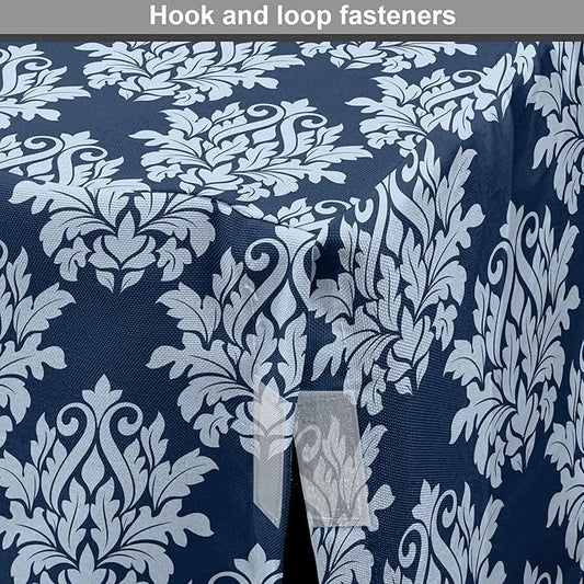 Lunarable Damask Dog Crate Cover, Abstract Antique Royal Motif with Leaves and Swirls, Easy to Use Pet Kennel Cover for Sm...