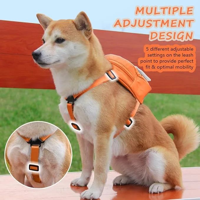 Dog Backpack Harness with Leash,Cute Pet Puppy Backpacks Bulid-in Dog Poop Bag Dispenser,Adjustable Pets Self Carrier Bag ...