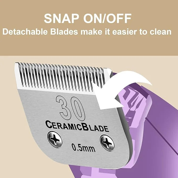 2 Pack Detachable Pet Dog Clipper Blades, Compatible with Andis,Most Oster A5, Wahl KM Series Clippers,Made of Ceramic Bla...