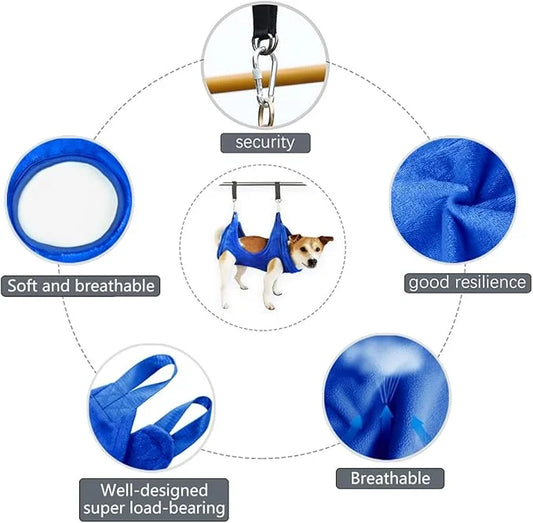 Dog Grooming Harness, Multifunctional Cats and Dogs Grooming Hammock, Pet Beauty Assistant, Nail Scissors/Nail Trimmer/Rou...