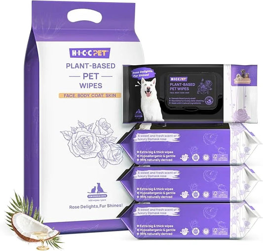 HICC PET Cleaning Deodorizing Wipes for Dogs & Cats, Vet Recommended Nourishes Smoothes Fur Pet Grooming Wipes with Fermen...