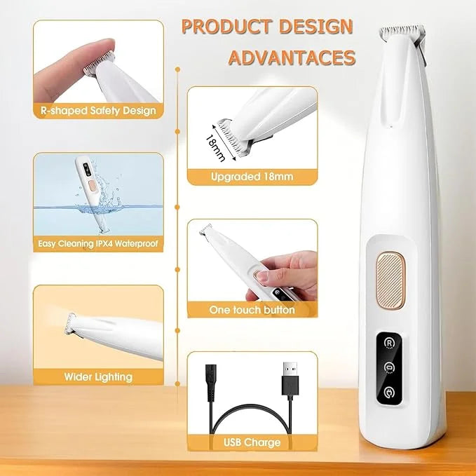 1PC Dog Paw Trimmer with LED Light,35dB Low Noise Precision Pet Paw Trimmer for Dogs Cats Grooming Clippers,Safety Electri...