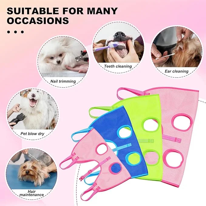 Dog Grooming Hammock - Breathable Pet Grooming Hammock for Small Dogs& Cats, Adjustable Dog Sling Harness with Nail Clippe...