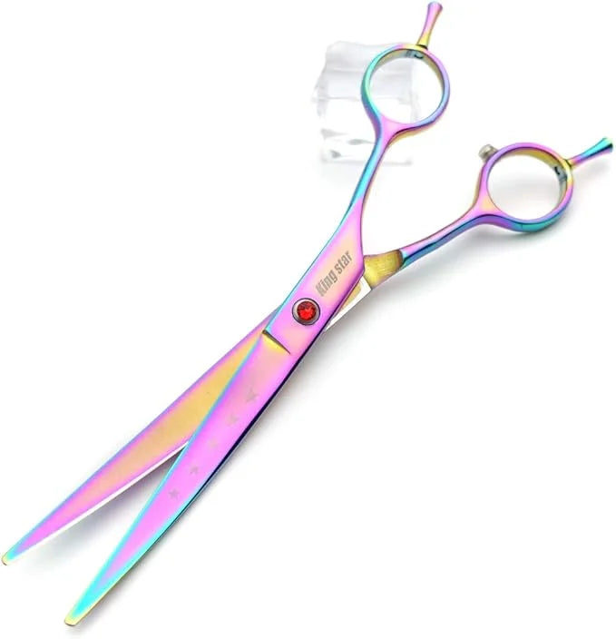7.0in Titanium Professional Pet Grooming Scissors Set,Straight & Thinning & Curved Scissors 3pcs Set for Dog Grooming,A349...