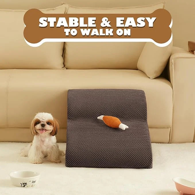 High Density Foam Dog Stairs Ramp for Beds Couches, Romrol Pet Steps with Durable Non-Slip Waterproof Fabric Cover, Dog Sl...