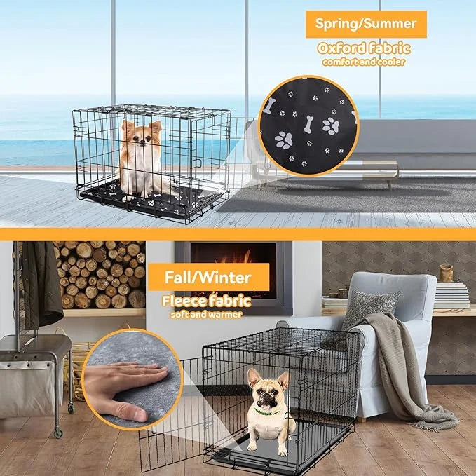 Klmnop Washable Dog Crate Pan Cover, Reversible Cool Side & Warm Side Dog Bed Liner for 36 Inch Pet Cage, Pan Cover Only(G...