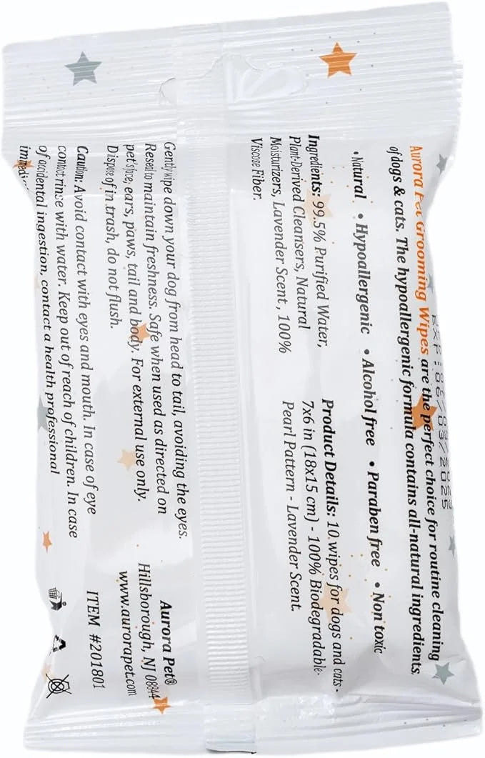 Aurora Pet Wipes – 100% Natural, Plant-Based Hypoallergenic Grooming Wipes for Dogs & Cats (120-Count Travel Pack) - Produ...